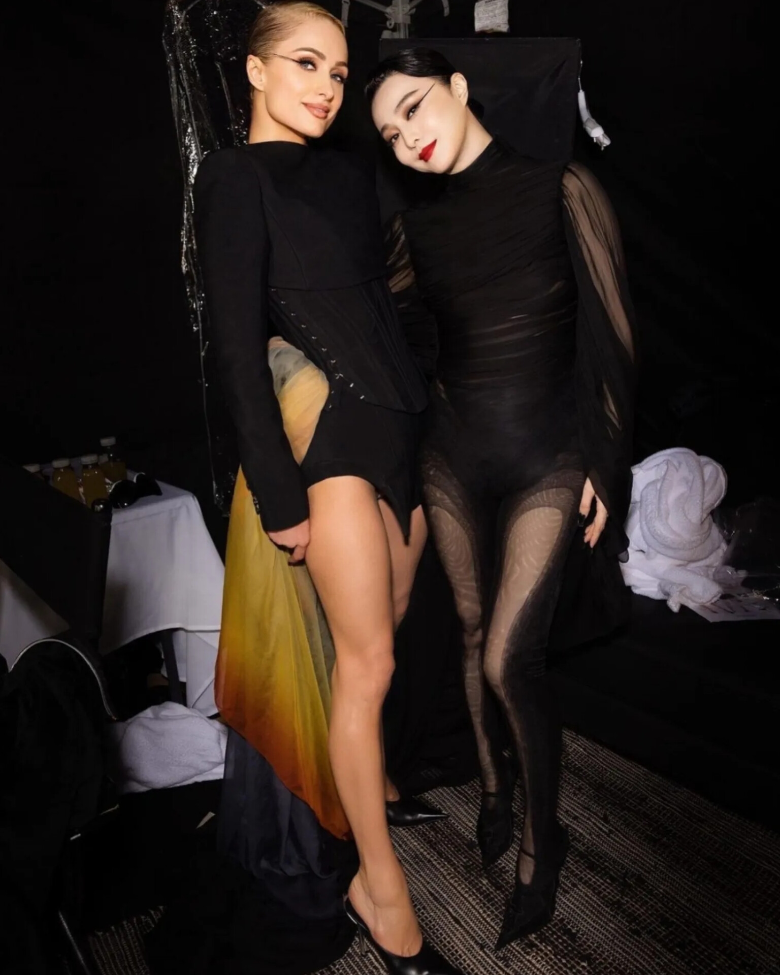 Paris Hilton and Fan Bingbing on Mugler runway